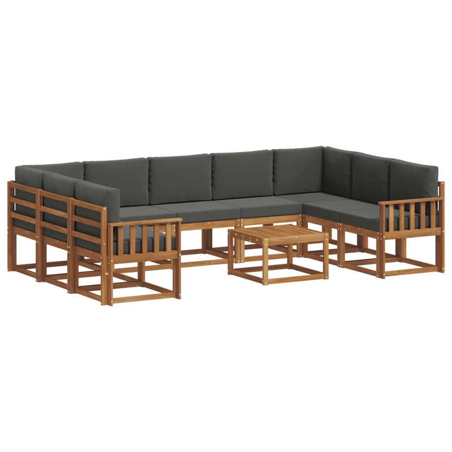 vidaXL Outdoor-Sofagarnitur 10-teilig aus Akazienholz mit Kissen in Anthrazit und Braun - Bild 2