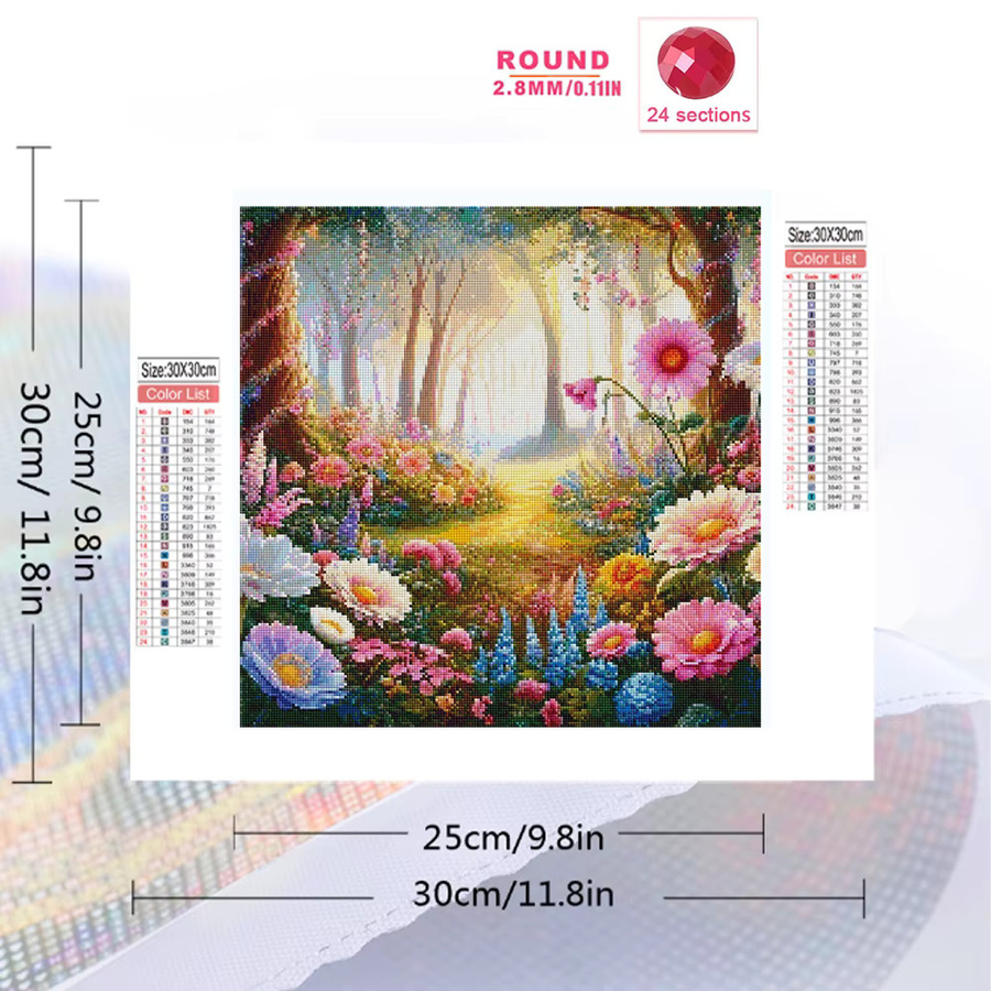 EverShine Diamant-Mosaik DIY Set Garten-Landschaftsbild mit floralem Motiv in Multicolour, B/T/H: 20 x 20 x 2 cm - Bild 2