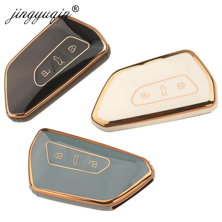 Jingyuqin TPU-Autoschlüsselhülle in Grün für VW Golf 8 MK8, ID3, ID4, Cupra, Skoda Octavia A8 und SEAT Leon MK4, Formentor, Tarraco - Bild 1