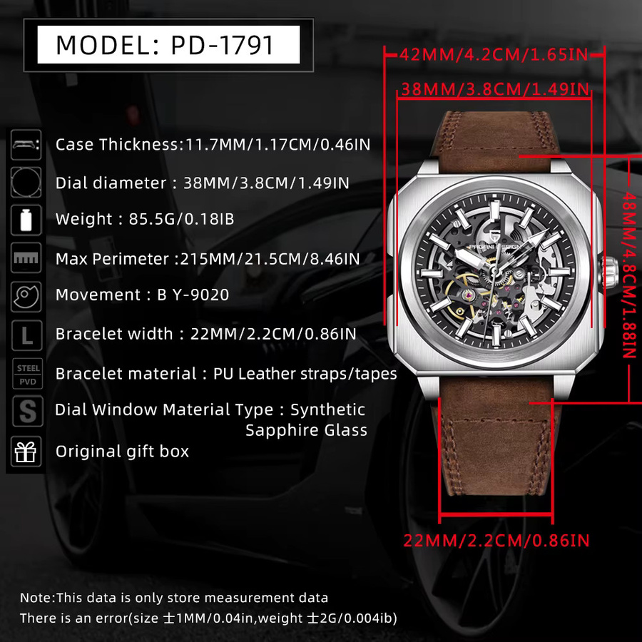 Pagani Design Armbanduhr Automatik, Edelstahl, Saphirglas, Herren, Schwarz - Bild 6