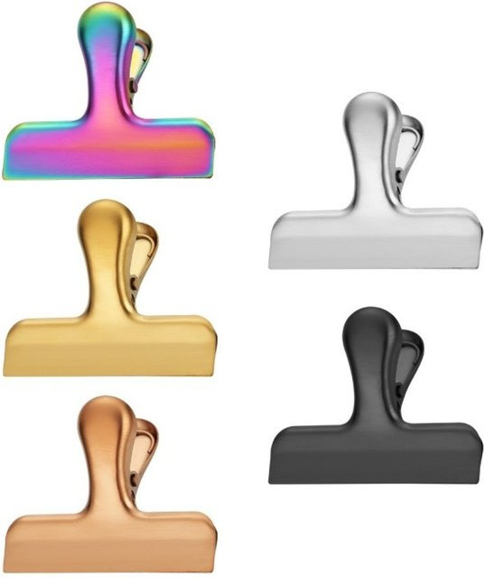 Edelstahl-Dichtungsclip in Silber und Multicolour zur staubdichten Versiegelung von Lebensmitteln und Snacks - Bild 1