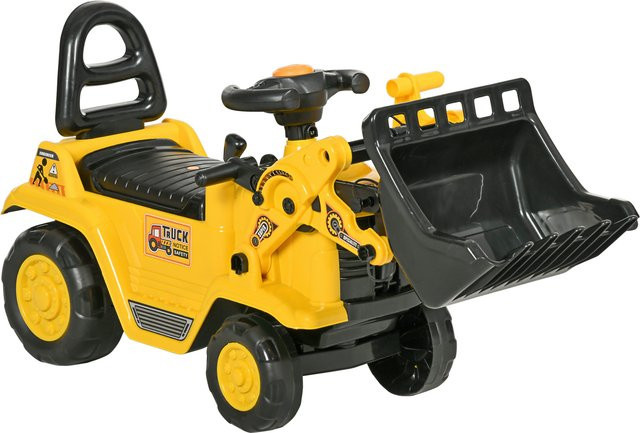 HOMCOM Rutschauto Kinderbagger Sitzbagger, Laufrad, Gelb und Schwarz - Bild 1