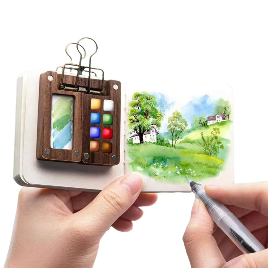Tragbare Mini-Aquarellbox mit 8/15 Fächern als Reise-Malpalette in Multicolour - Bild 3