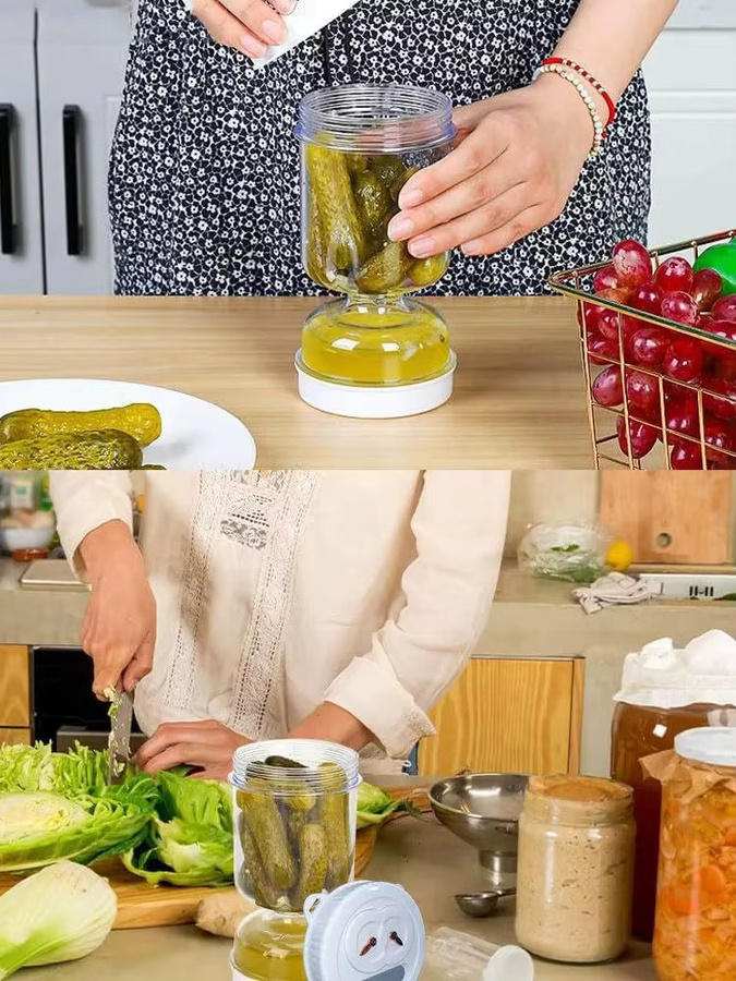 YOCITY Gurkenglas mit Gabeln und Safttrenner aus Glas, transparent - Bild 3