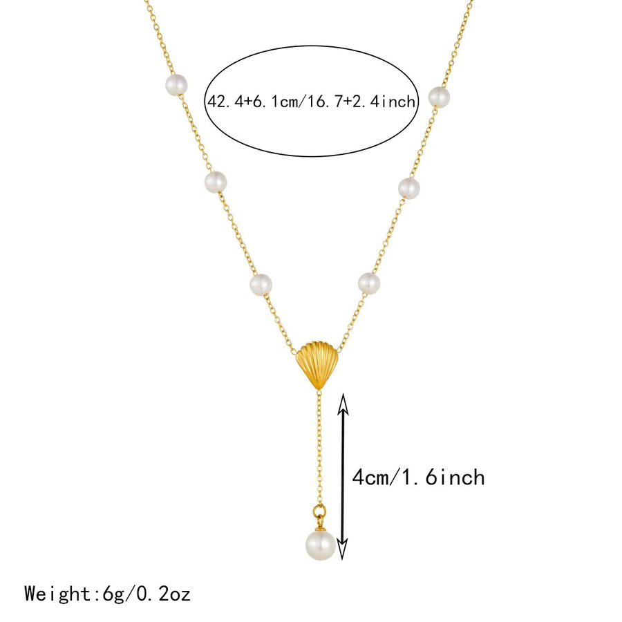 DIEYURO Halskette Edelstahl, Gold, Perle, Damen - Bild 2