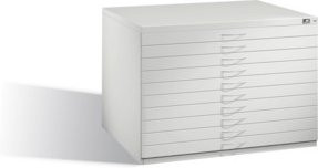 C+P Flachablageschrank für Formate bis DIN A1 mit 10 Schubladen in Lichtgrau, H: 76,0 cm, B: 110,0 cm, T: 76,5 cm - Bild 1