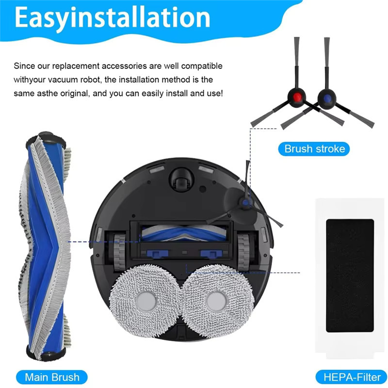 Ecovacs Deebot Mini Zubehör-Set mit Staubbeuteln, Hauptseitenbürste, HEPA-Filtern und Mopp - Bild 3