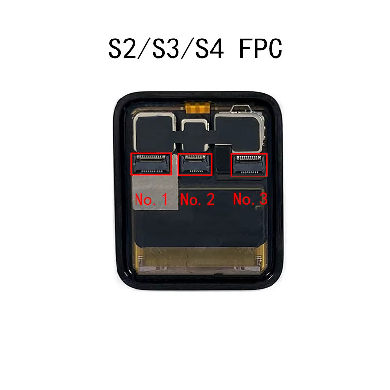 2er-Set LCD Display Touchscreen mit FPC-Stecker für Apple Watch Serie 3 bis 8 und SE, Farbe: Schwarz - Bild 1