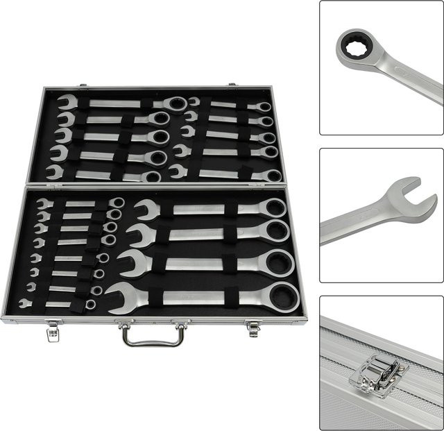 CNCEST 22-teiliges Ratschenschlüssel-Set mit Gabelschlüsseln von 6 bis 32 mm inklusive Organizer-Box - Bild 1