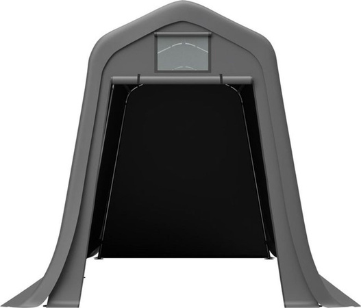 Adventure Hub Geräteschuppen mit Spitzdach und Rolltor aus Stahl und Kunststoff, Anthrazit, B: 366 cm, H: 225 cm, T: 213 cm