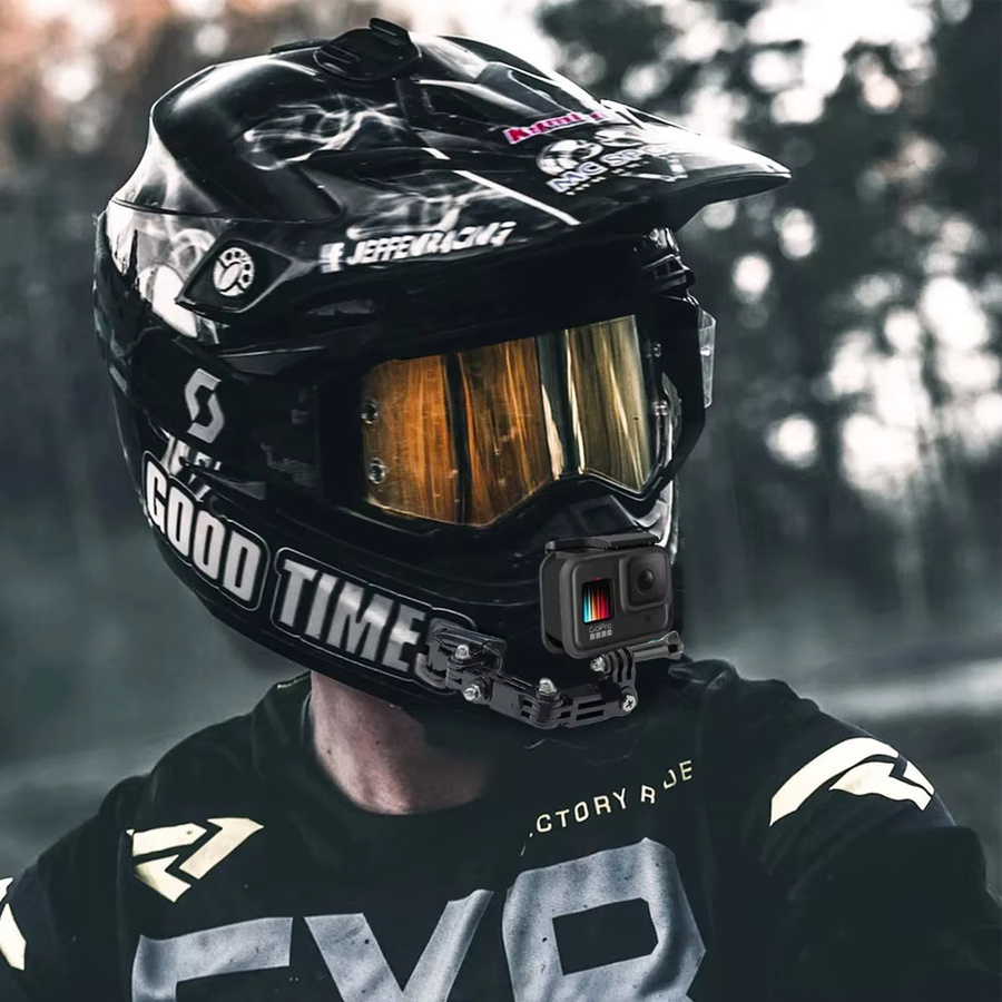 Motorradhelm-Kinnhalterungsset in Schwarz für GoPro Hero 13 12 11 10 9 8 7 6 sowie SJCAM SJ4000 AKASO und DJI OSMO Action-Kameras - Bild 6