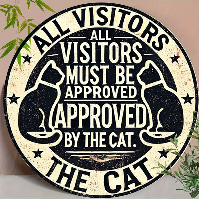 Potdemiel Vintage Metallschild Cat Sovereignty Rund, Rustikale Wandkunst für Zuhause, Durchmesser: 20,32 cm - Bild 1