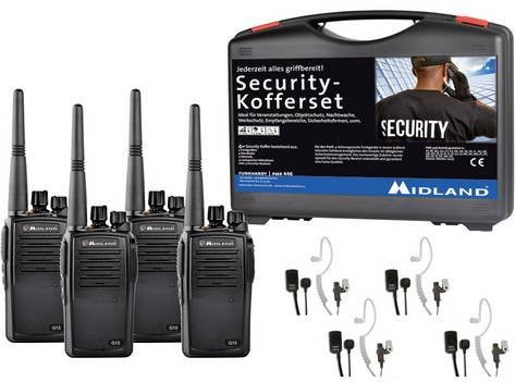 Midland G15 Pro NC PMR 4er Set Security-Koffer Funkgeräte in Schwarz - Bild 1
