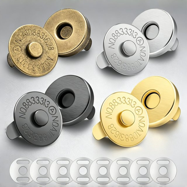 Magnetische Druckknöpfe aus Metall in Schwarz für Nähen und Basteln, 14 mm und 18 mm Verschlüsse für Taschen, Kleidung und Leder - Bild 1