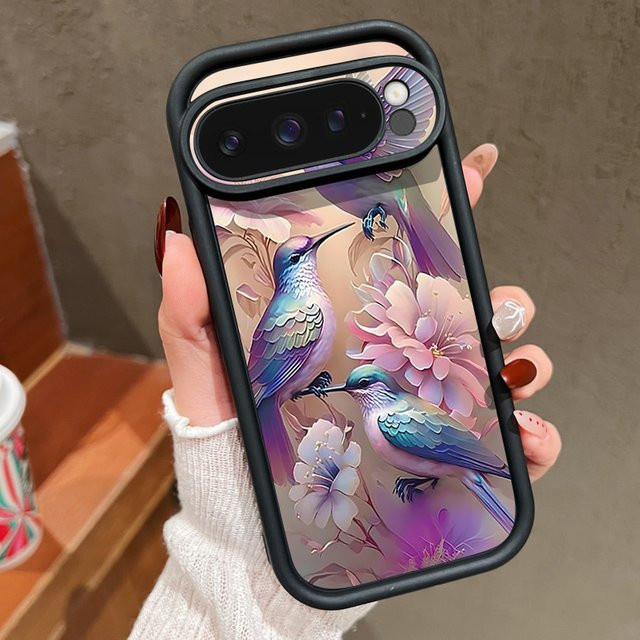 Stoßfeste Silikon-Handyhülle mit Vogel- und Blumenmuster für Google Pixel 10 9 Pro XL 9 8 Pro 7 in Blau und Multicolour - Bild 1