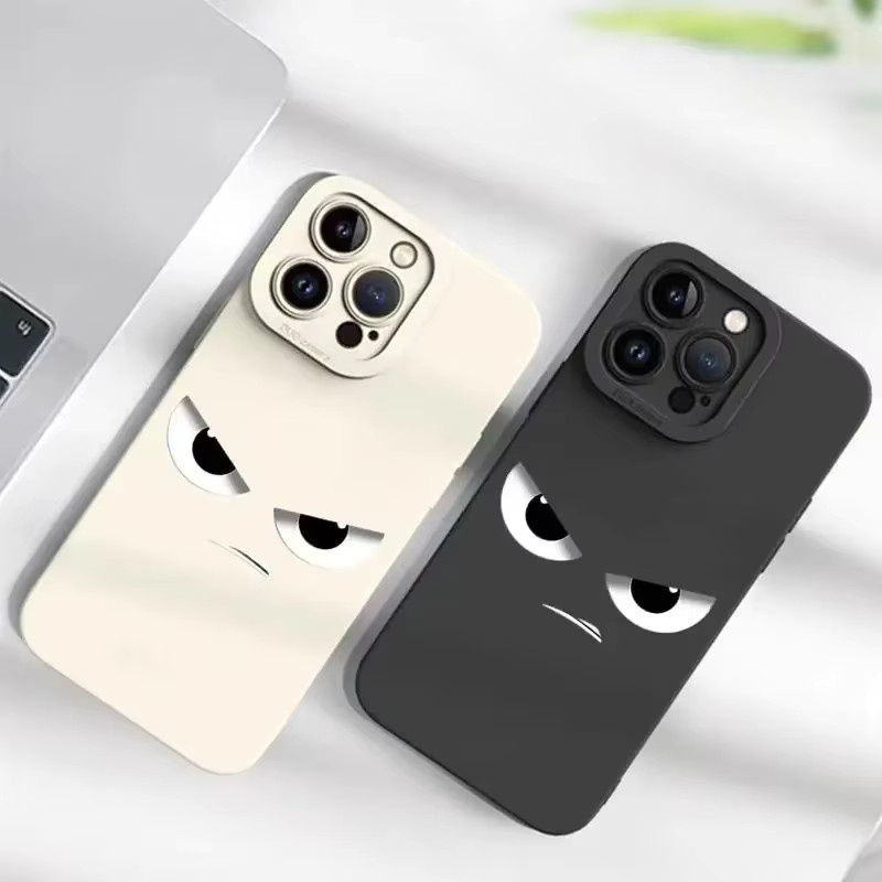 Stoßfeste Silikon Handyhülle mit lustigem Cartoon Angry Face Design für iPhone 15 14 13 12 11 Pro Max X XS XR 7 8 Plus in Schwarz - Bild 5