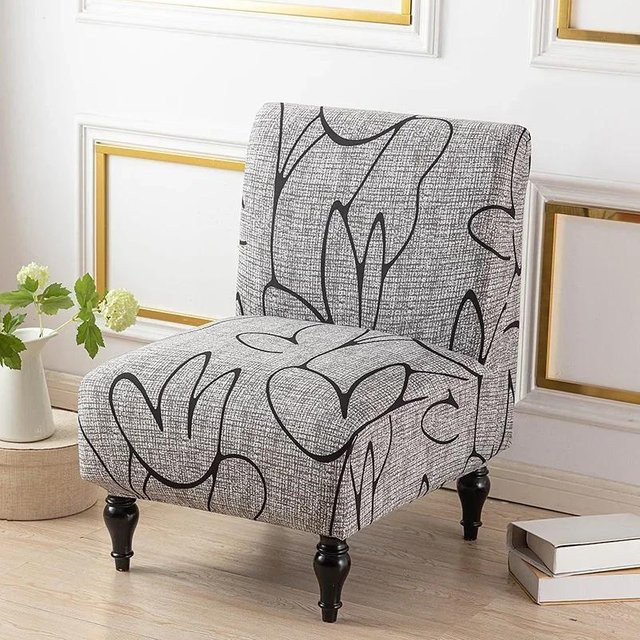 Bestbags Ärmelloser Stuhlbezug mit geometrischem Print für Sessel und Hocker, Grau - Bild 1