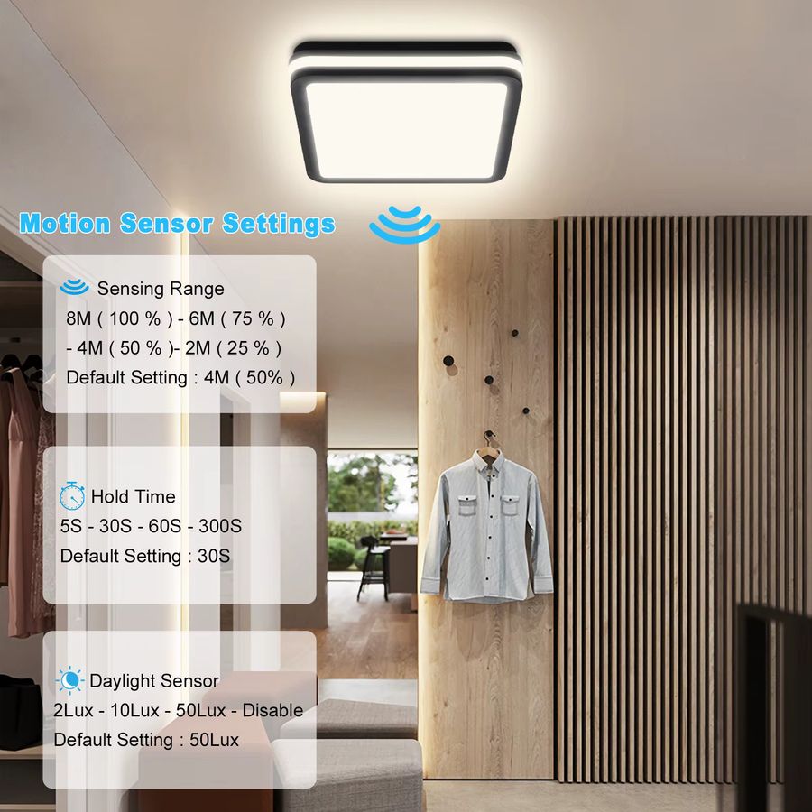 Oraymin LED-Deckenleuchte mit Bewegungsmelder, IP54, neutralweißes Licht, 4000 K, ideal für Flur, Balkon und Lagerung - Bild 3