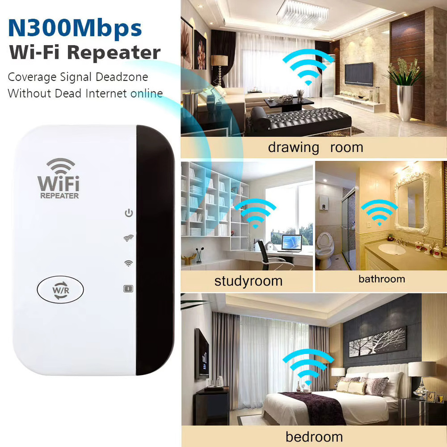 Kebidumei Wifi Repeater 2,4G Drahtloser Signalverstärker und Netzwerk-Erweiterung mit 300M Empfänger für PC und Macbook in Schwarz oder Weiß - Bild 3