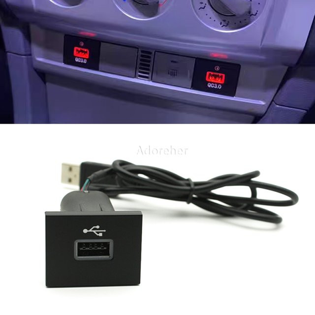 USB Schnellladegerät Adapter für Ford Focus 2 Mk2 2009-2011 mit USB-A und USB-C Ports in Schwarz - Bild 1