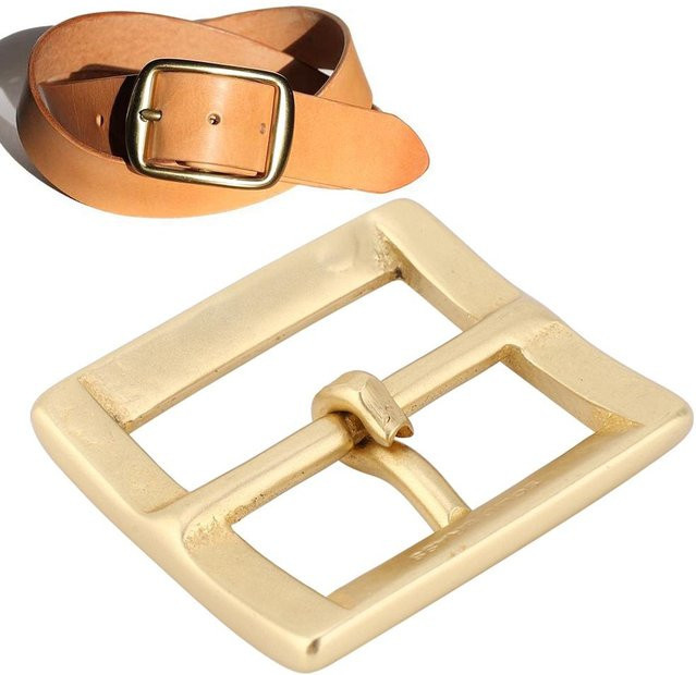 GoolRC Messing Gürtelschnalle mit Einzelstift und Endstange in Gold für Lederhandwerk und Taschen Zubehör, B/H: 40 x 56 mm - Bild 1