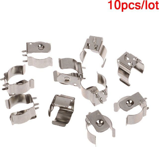 10 Stück vernickelte Federstahl Metallprägung Batteriekontaktclips BC-1719 für 18650 Batterien in Silber - Bild 1
