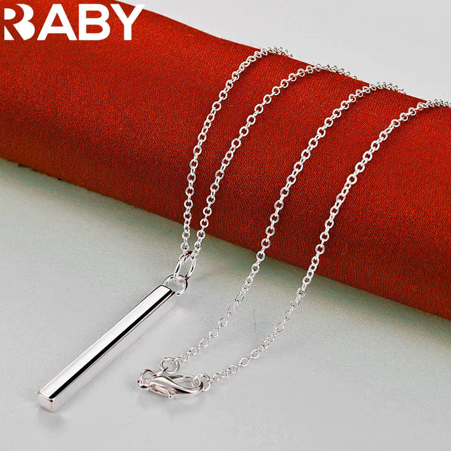 URBABY Halskette mit vertikalem Stab-Anhänger, 925 Silber, Unisex, 40–75 cm - Bild 3