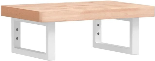 vidaXL Waschbeckenregal zur Wandmontage aus Stahl und Massivholz Buche in Weiß - Bild 1