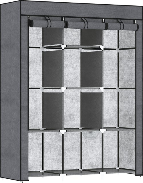 HOMCOM Multi-Aufbewahrungsschrank aus Metall mit Vliesstoffbezug, Schwarz/Grau, B: 43 cm, T: 125 cm, H: 162,5 cm - Bild 1