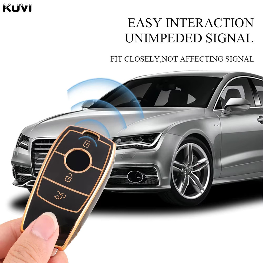 Goldene TPU-Autoschlüsselhülle von Kuvi für Mercedes Benz E S G-Klasse GLC CLE CLA GLB GLS AMG - Bild 3