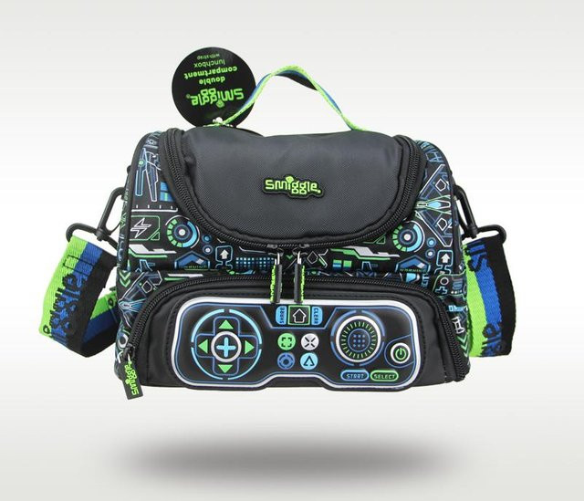 Smiggle Kinder-Lunchtasche in Schwarz mit Spielmaschinen-Design, B/H/T: 26,0 x 16,0 x 9,0 cm - Bild 1