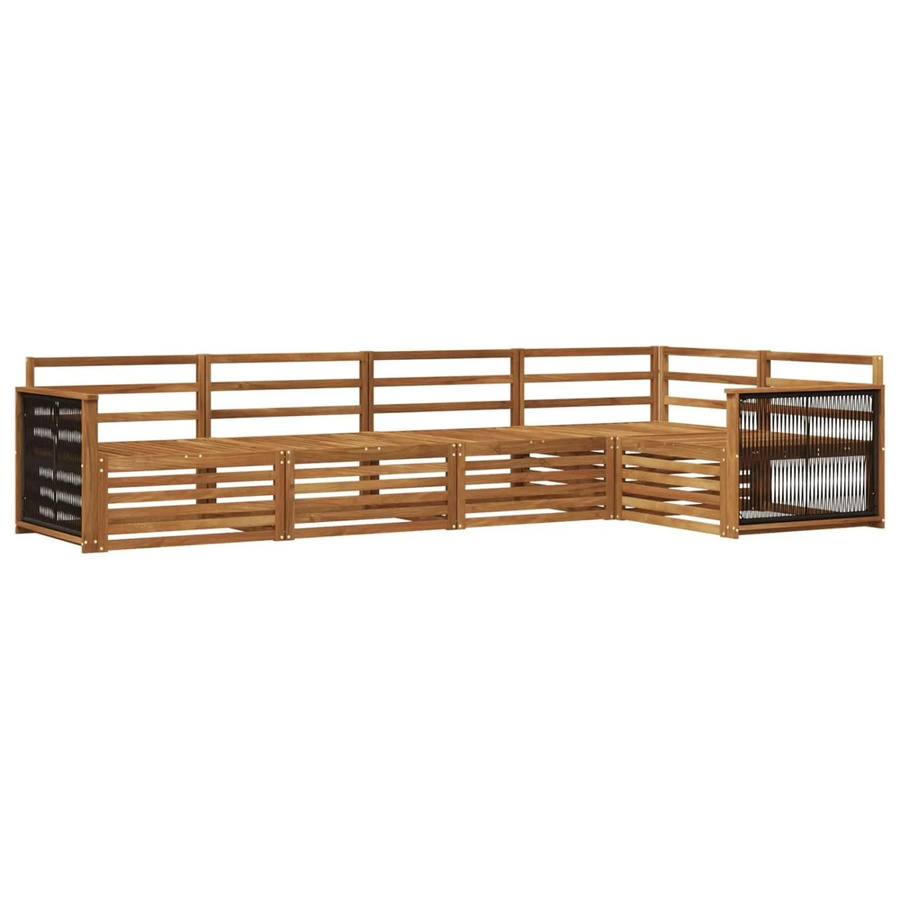 vidaXL Outdoor-Sofagarnitur aus Massivholz Akazie in Natur Braun, 5-teiliges L-Shape Set mit Ecksofa, Mittelsofas und Armlehnen - Bild 2