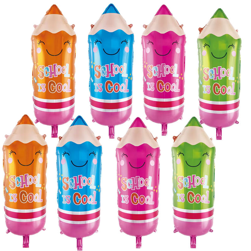 4 oder 8 Stück Bleistift Folienballons für Schulanfang Dekoration, Mehrfarbig, Höhe: 73 cm - Bild 3