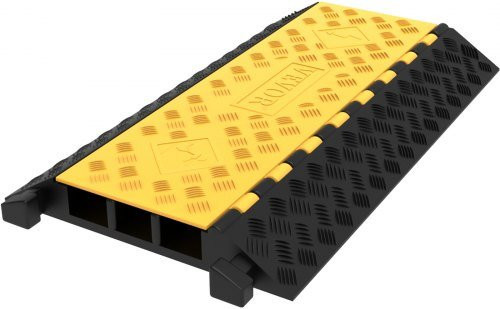VEVOR Kabelschutzmatte mit 3 Kanälen aus Gummi, Schwarz-Gelb, B/T/H: 94,5 x 50 x 8 cm - Bild 1