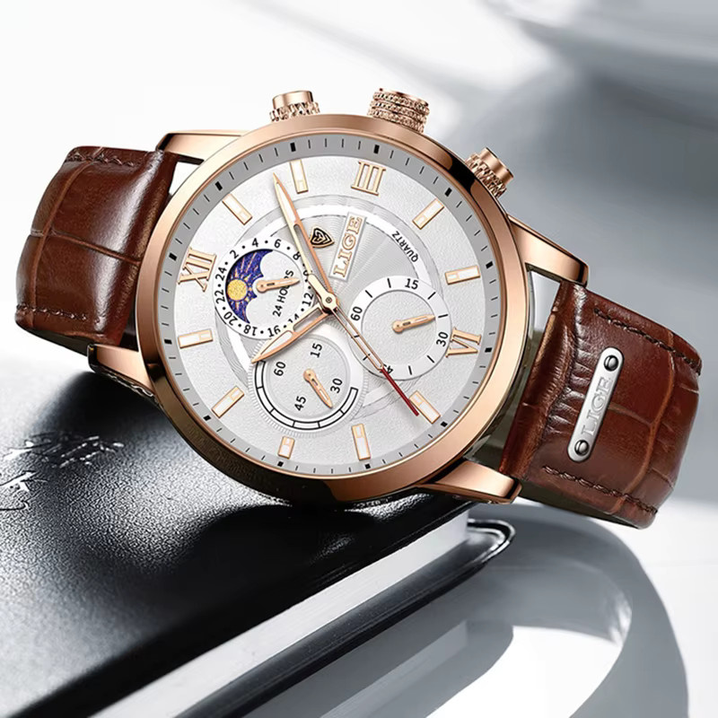 LIGE Chronograph, Leder, Quarz, Herren - Bild 2