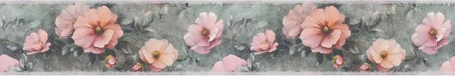 A.S.Creation Selbstklebende Blumenbordüre in Grau Rosa Pink, H x B x T: 10 x 500 x 6,8 cm - Bild 1