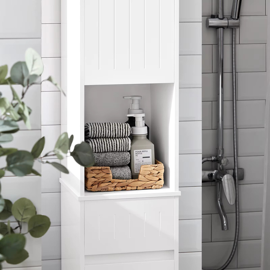 SoBuy BZR109 Hochschrank Badezimmer in Weiß mit Regalfächern und Türen - Bild 3