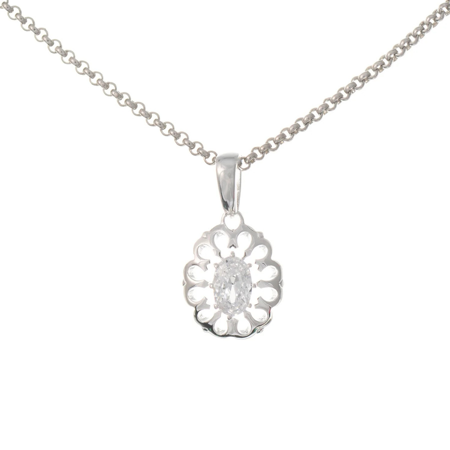 Anhänger mit Kette, 925 Silber, Zirkonia weiß, Damen - Bild 1