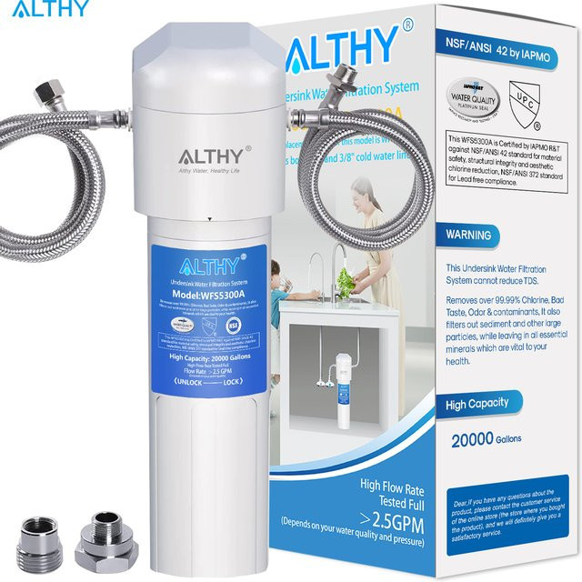 ALTHY Trinkwasserfilterreiniger unter der Spüle, NSF/ANSI-zertifiziertes Direct Connect Filtrationssystem, Weiß - Bild 1