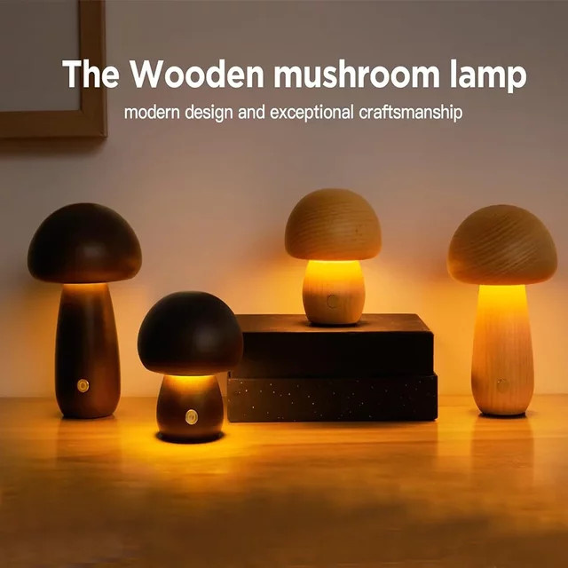 Dimmbare Pilz-Tischlampe in Weiß, wiederaufladbare Touch-Nachttischlampe mit warmweißem Licht für dein Schlafzimmer - Bild 1