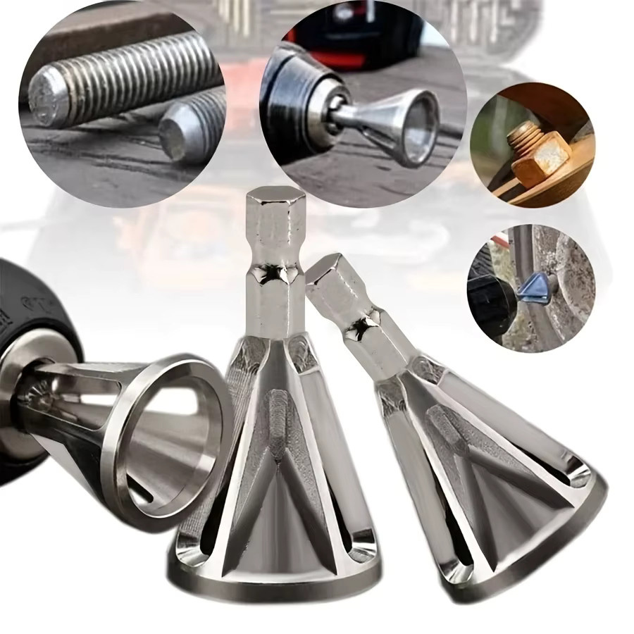 Einteiliges Anfaswerkzeug in Silber zum Entgraten von Metall und für Schleifwinkel-Trimmungen - Bild 3