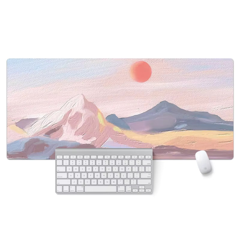Mairuige Mauspad in Grau und Multicolour mit künstlerischem Ölgemälde-Design, übergroße Schreibtischunterlage für Laptop und Tastatur mit verriegelbarem Rand - Bild 2