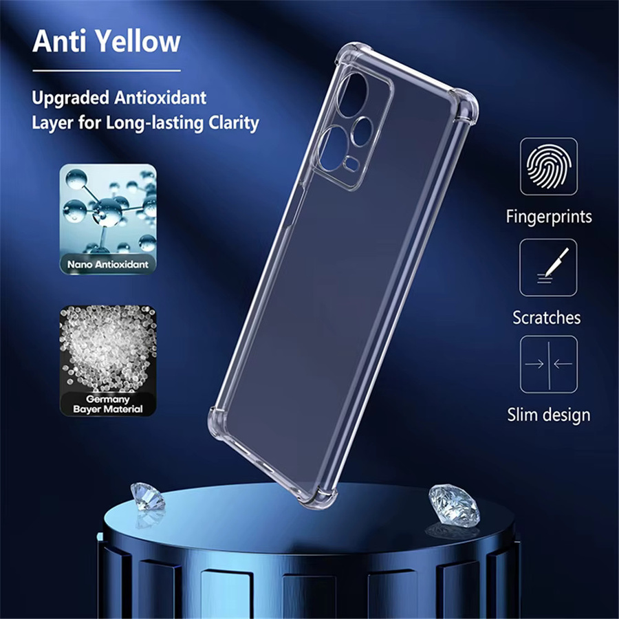 Stoßfeste Silikon Handyhülle für Xiaomi Redmi Note 13 Pro 4G und Redmi Note 12 Pro Plus 5G in Transparent, weiche TPU Rückseite - Bild 3