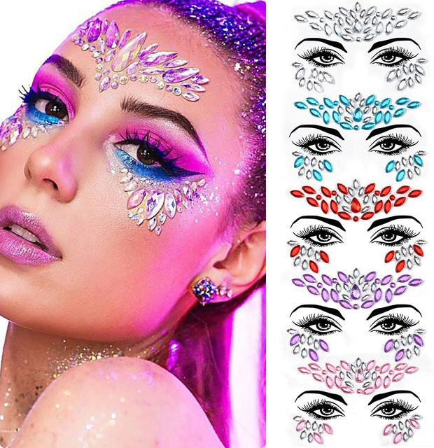 HotPress Gesichtstattoo, 3D Strass Kristall Aufkleber, Damen, Glänzend - Bild 1