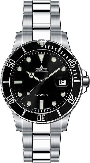Aristo Taucheruhr, Automatik, Edelstahl, 42 mm, Herren, Schwarz - Bild 1