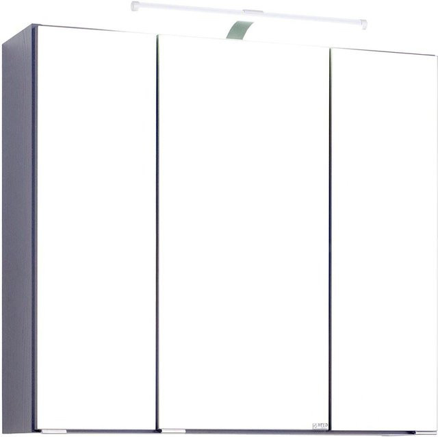 HELD Bologna 3D Spiegelschrank mit LED-Aufbauleuchte und Steckdose, Graphitgrau, B: 70 cm - Bild 1