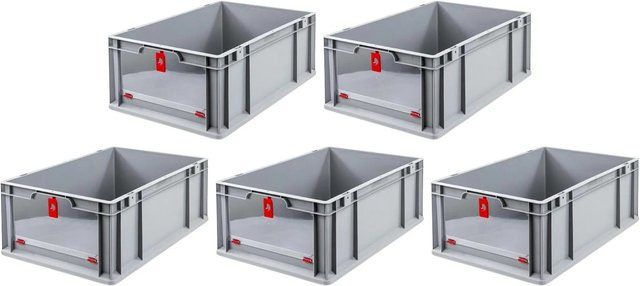 PROREGAL SparSet 5x Eurobox NextGen Insight Cover mit verstärkten Wänden, Rot, H x B x T: 22 x 40 x 60 cm, 44 Liter - Bild 1