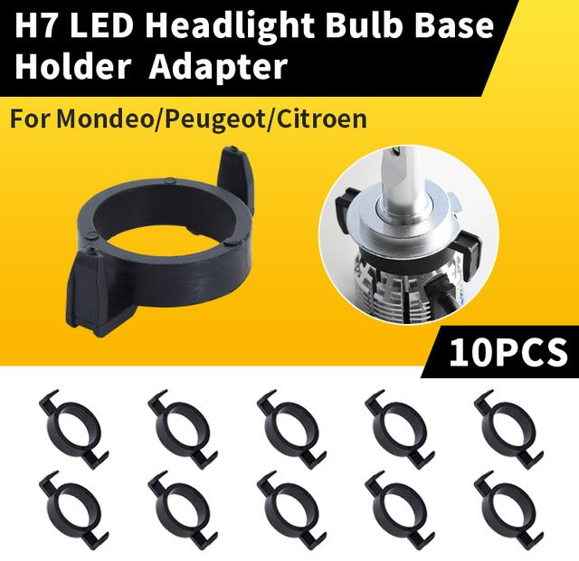 APMATAUTO 10er Set H7 LED Scheinwerfer Adapter Basis Halter in Schwarz für Ford Mondeo, Peugeot 508, 2008, 3008 sowie Citroen C5, DS5, DS6 - Bild 1