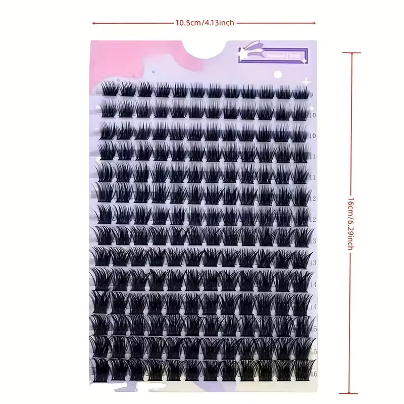 LIMEIKAI Künstliche Wimpernbüschel, 168 Stück, D-Curl, 9-16mm, Unisex - Bild 2