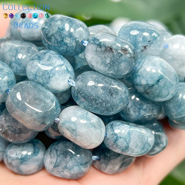 CUIMD Abstandsperlen Chalcedon, blau, 8 x 12 mm, Unisex - Bild 1